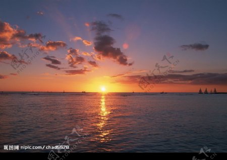 浪漫海邊夕陽图片