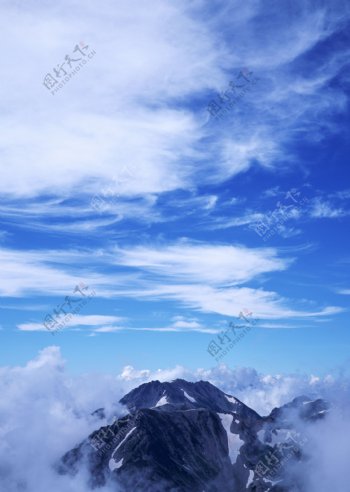 蓝天白云雪山图片