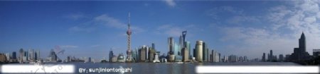 上海外滩陆家嘴浦江两岸全景图片