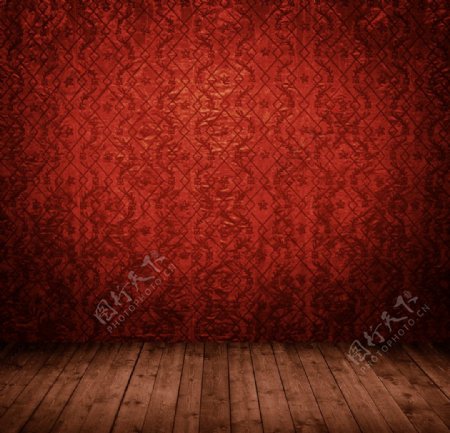 木紅色古典室内设计墙壁图片