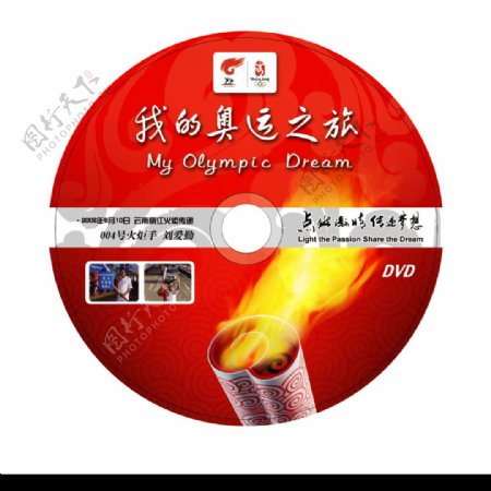 奥运火炬手纪念光盘DVD盘面图片