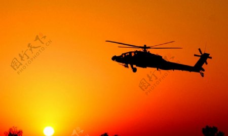 飞机直升机夕阳军事武器科技图片摄影图片
