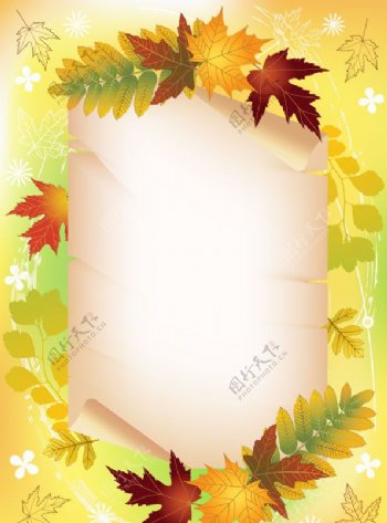 秋天的枫叶背景牛皮纸图片