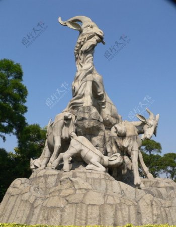 广州经典景点越秀公园五羊雕塑图片