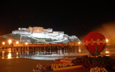 布达拉宫国庆节的夜晚图片