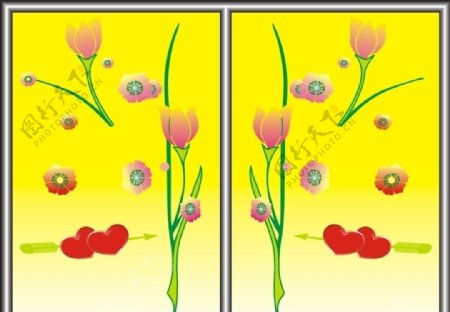花朵移门图片