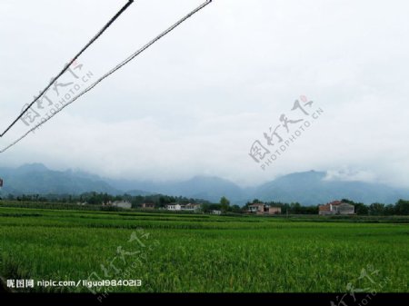 雨后村庄图片