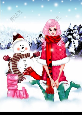韩国圣诞雪人女性图片