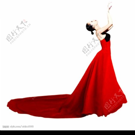 穿红裙子的女性图片