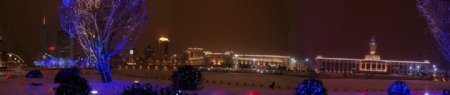 春节前的天津风雪夜图片