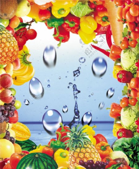 瓜果蔬菜水滴图片