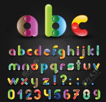 彩色英文字母创意设计图片