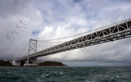 乌云笼罩下的桥梁图片
