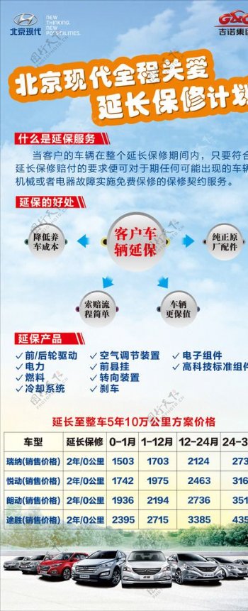 北京现代保险延保展架海报图片