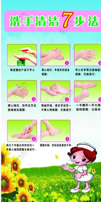 洗手清洁7步法图片