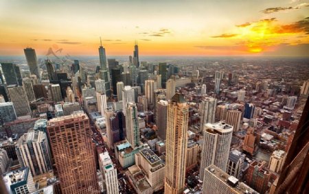 芝加哥中央商务区俯瞰图片