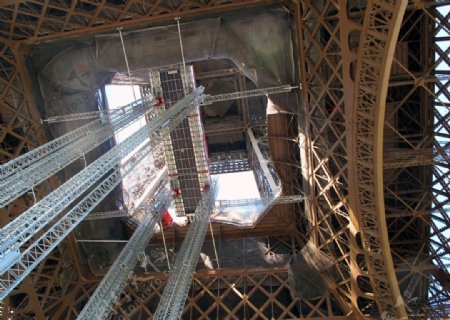 艾菲尔铁塔的升降机图片