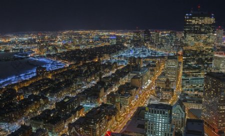 美国波士顿夜景全景图片