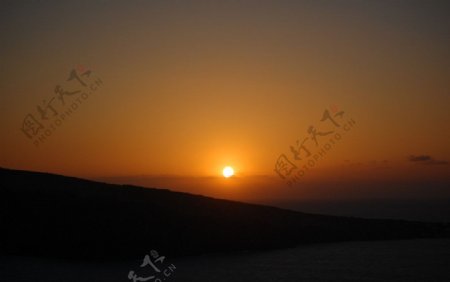 圣托里尼岛日落图片
