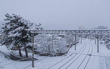 大雪覆盖铁路图片