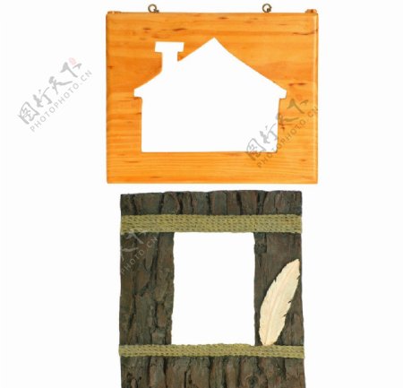 房子树木纹理相框图片