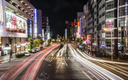 东京都市川流之夜图片