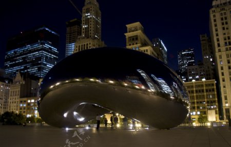 芝加哥千禧公园云门不锈钢雕塑图片