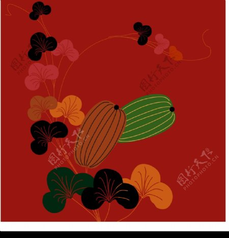 日本传统瓜果图案矢量素材图片