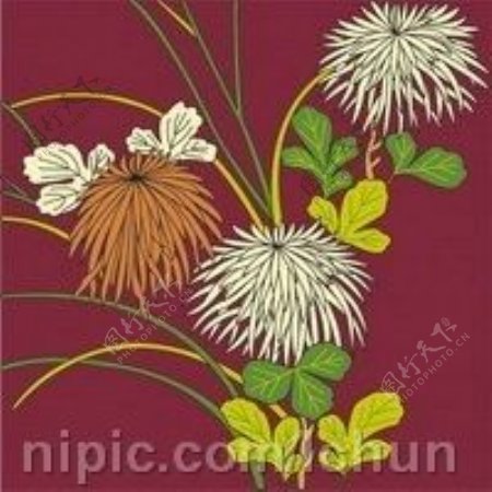 日本传统图案矢量素材49花卉植物图片