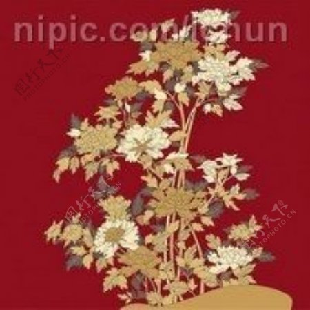 日本传统图案矢量素材18花卉植物图片
