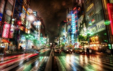 东京银座的夜色灯火图片