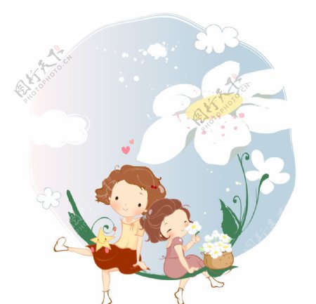 乘坐花枝飞行的女生们图片