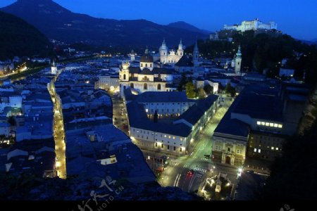 奥地利萨尔兹堡夜景图片