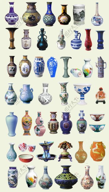 古典花瓶青花瓷图片