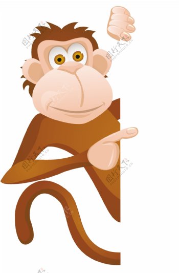 卡通猴子空白公告栏图片
