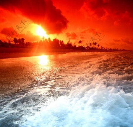 马尔代夫夕阳风景图片