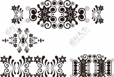 黑白古典花纹花边装饰设计矢量图片