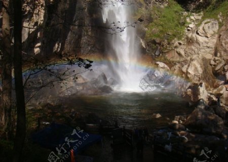 九寨沟瀑布彩虹图片