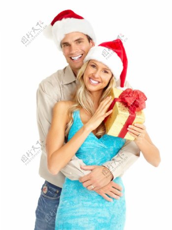 幸福快乐圣诞情侣图片