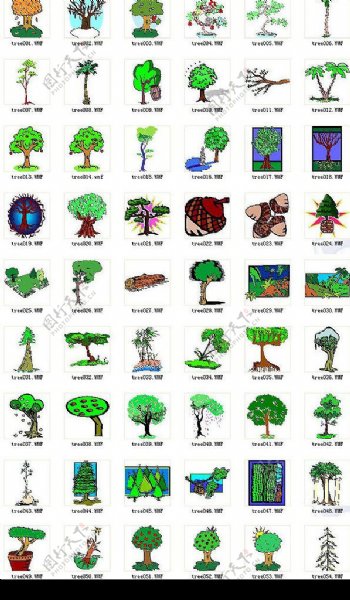 200棵各式各样青树矢量WMF格式图片
