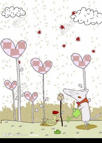 矢量卡通可爱老鼠的秘密花园图片