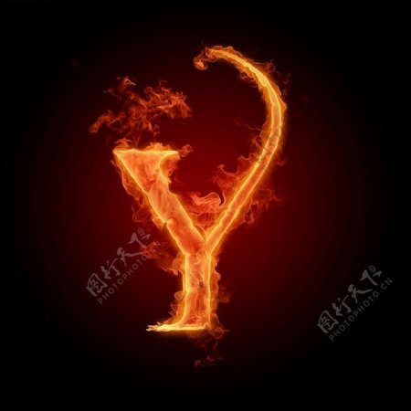燃烧着的英文字母图片Y