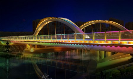 桥亮化夜景图片