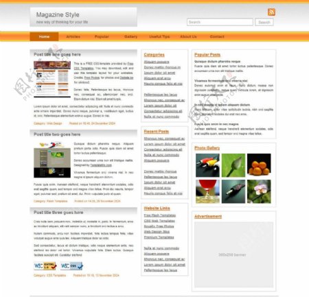 橙色导航网站模版图片