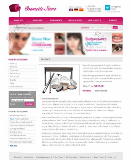 粉红色欧美化妆品网站图片