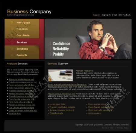 欧美企业黑色风格业务服务页图片