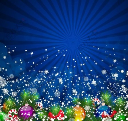 蓝色璀璨圣诞节背景圣诞贺卡图片