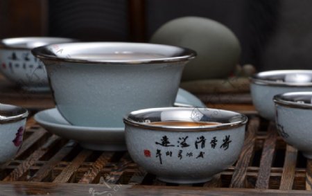 瓷银茶具图片