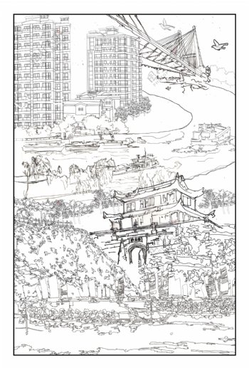 淮安市主题浮雕设计手绘稿图片