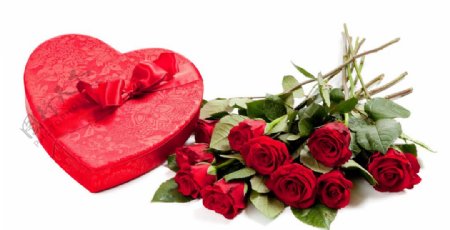 玫瑰和爱心礼盒图片